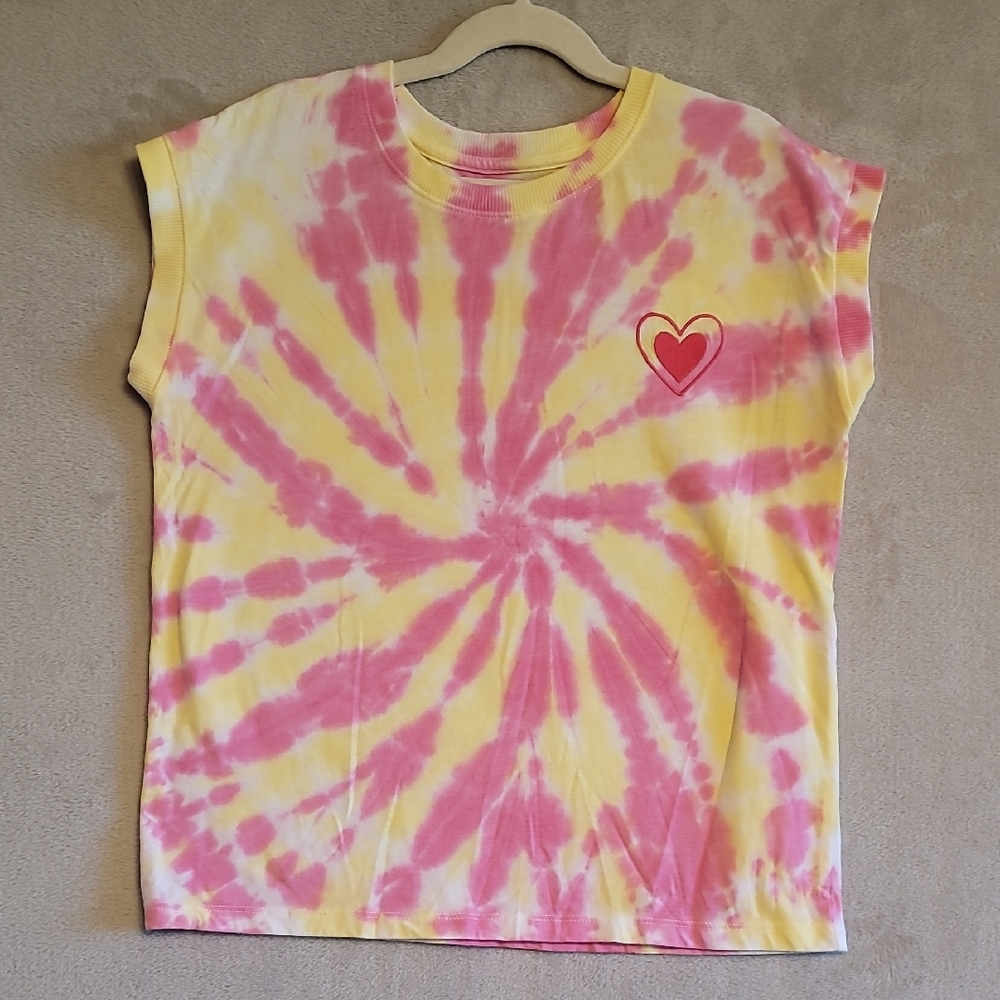 Cat & Jack Kids Tie-Dye Heart T-Shirt-Pink and Yellow Size L